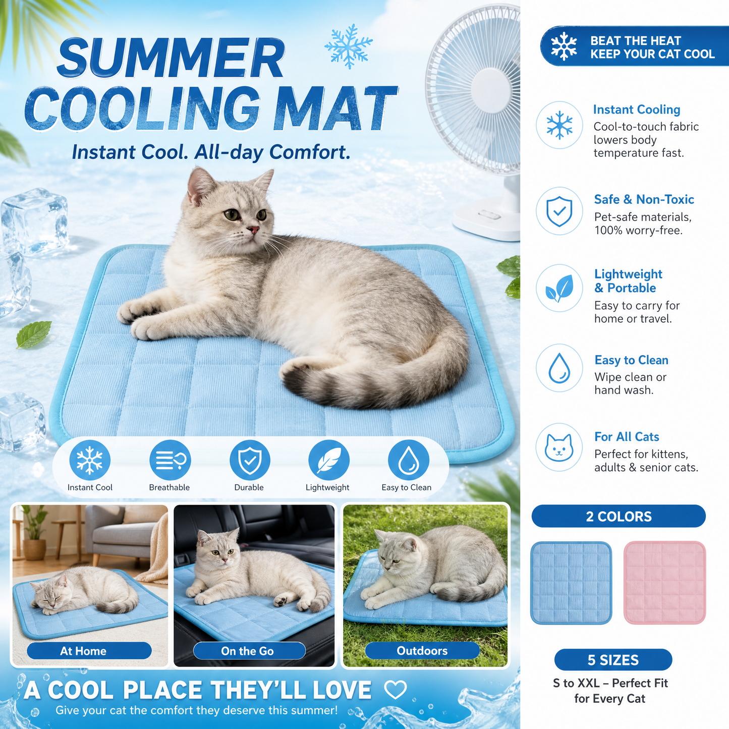 Cooling Mat for Pets – Summer Comfort for Cats & Dogs